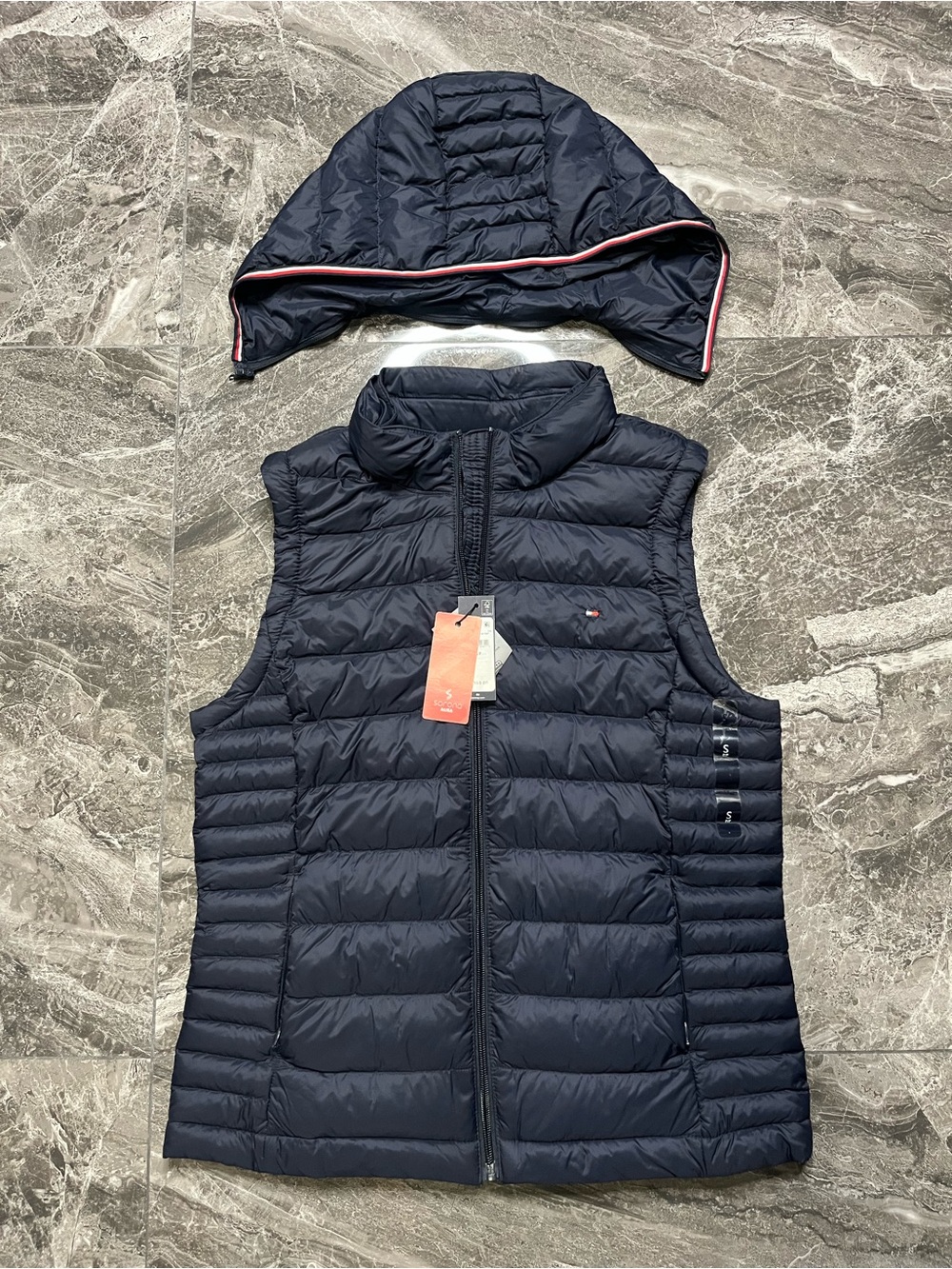 NWT Tommy Hilfiger Women Lightweight Hooded Puffer Vest Navy S Quilted THprotect